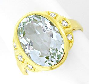 Foto 1 - Diamant-Ring, Grosser! Aquamarin Gelb Gold, S8860